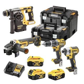 Power Kit DeWalt (Martillo + Taladro + Amoladora + Atornillador Impacto)