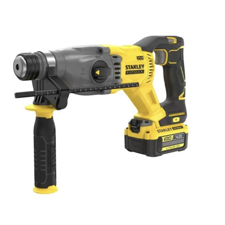 Juego de taladro percutor SDS-Plus, taladro atornillador, cargador de baterías y 2 baterías