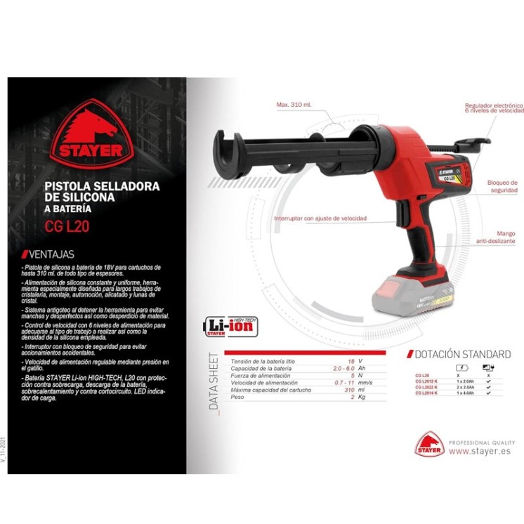 Pistola de silicona 18V Stayer CG L20 | Aplicación precisa