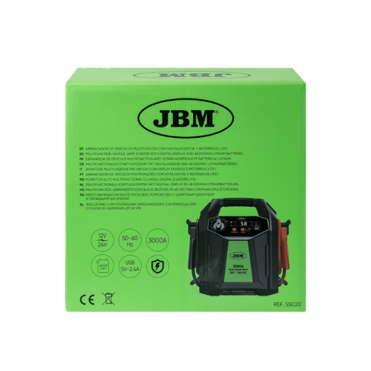 Arrancador JBM 12/24V 48.000mAh 3000A 55020